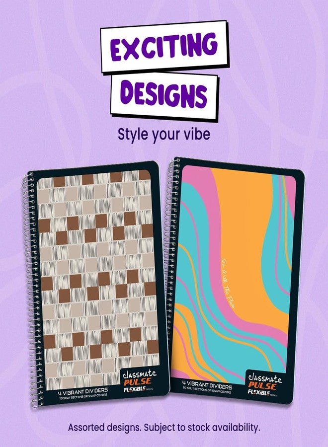 Classmate Pulse Flexible 6 Subject Spiral Notebook-Single line|300 Page|29.7x21.0cm|4 Vibrant Page separators|Cover May Vary - Image 2