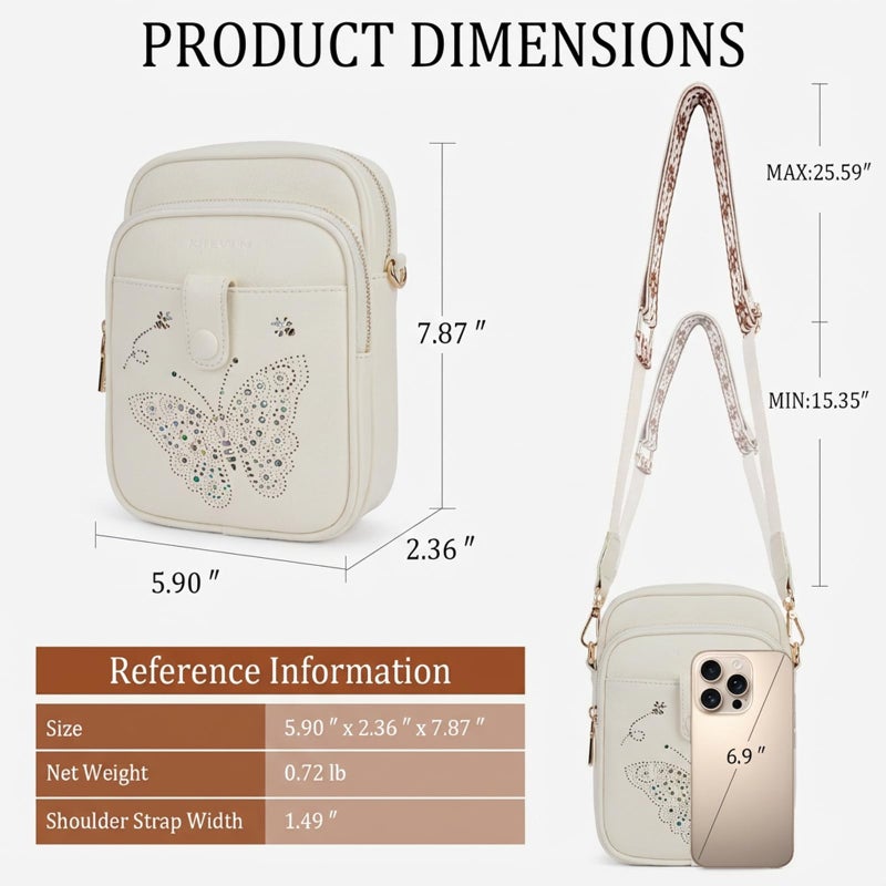 KITEVIUN Crossbody Purse for Women Leather Crossbody Bags Small Shoulder Handbags Cell Phone Wallet with Adjustable Strap & Card Slots - Image 3