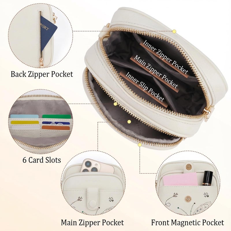 KITEVIUN Crossbody Purse for Women Leather Crossbody Bags Small Shoulder Handbags Cell Phone Wallet with Adjustable Strap & Card Slots - Image 4