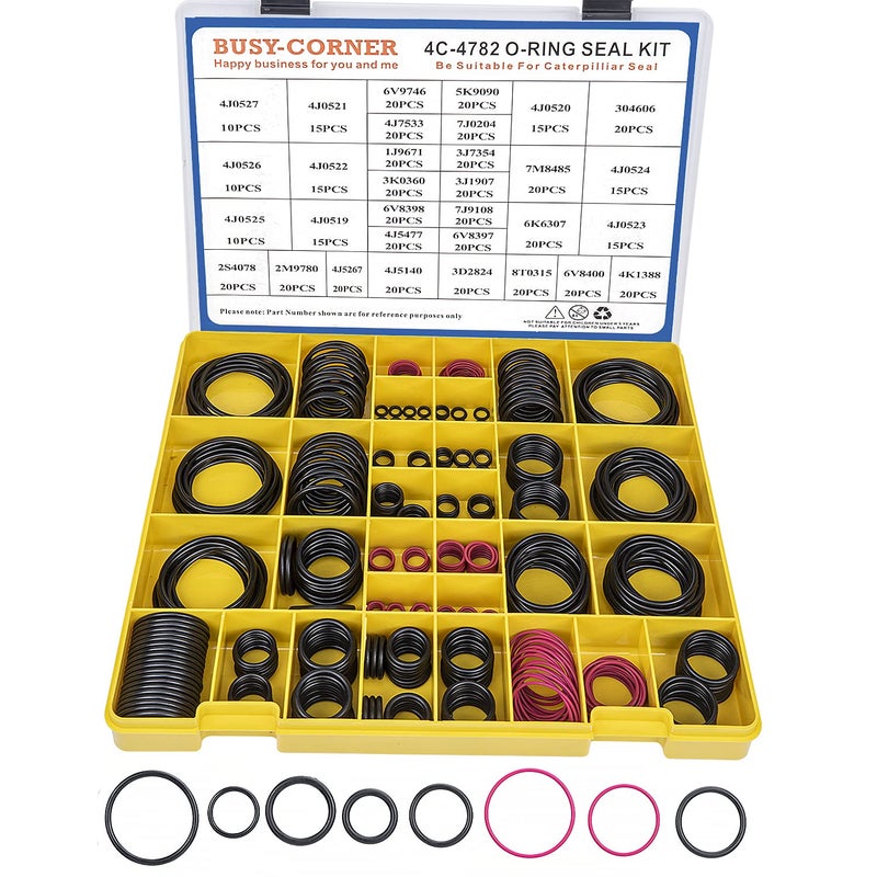 BUSYCORNER 4C4782 Seal ORing Kit Nitrile 90 Hydraulic Hose Fitting Orings Fits CAT Caterpillar Excavator 2701528 4C4782 Replacement