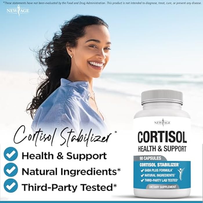 NEW AGE Cortisol Supplement for Women - Natural Cortisol Detox Manager Reducer - Ashwagandha, GABA, 5 HTP, L-Tryptophan, L-Theanine - 180 Count - Image 4