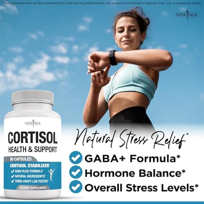 NEW AGE Cortisol Supplement for Women - Natural Cortisol Detox Manager Reducer - Ashwagandha, GABA, 5 HTP, L-Tryptophan, L-Theanine - 180 Count - Image 2