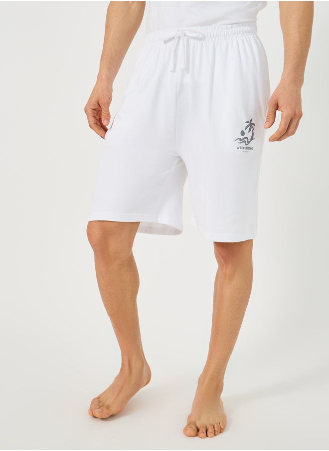 Styli Graphic Print T-Shirt and Drawstring Waist Shorts Set  - Image 5