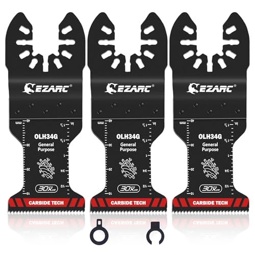 EZARC Carbide Oscillating Saw Blades, General Purpose Multitool Blades Quick Release for Metal, Nails, Wood, Plaster, Drywall and PVC, 3-Pack - Image 1
