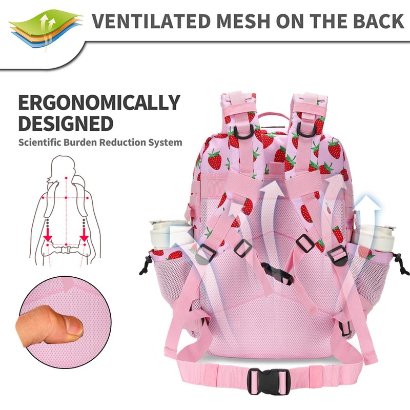 Lovelinks21 45L Tactical Assault Backpack 3 day assault pack with Molle Waterproof backpack Rucksack for Tactical Backpacks (Strawberry) - Image 4