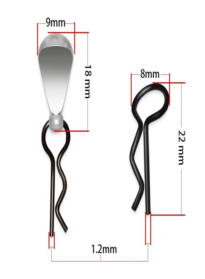 Hosim 8 pcs of 1.2mm Metal Body Clips Pins with 4 Teardrop-Shaped Pull Tabs for All of 1:8 and 1:10 Scale RC Vehicles Cars Trucks Crawlers (Silver) - Image 2