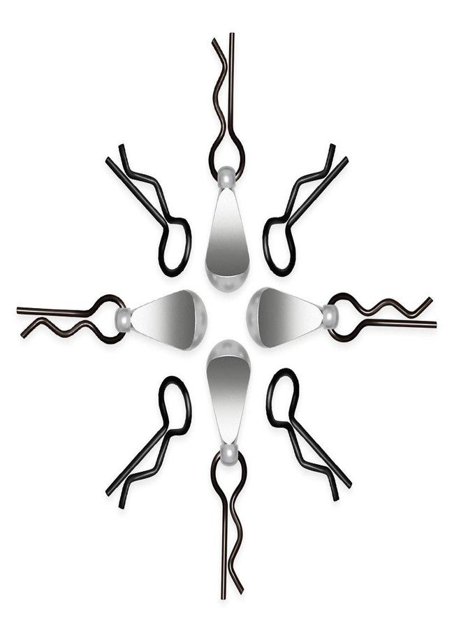 Hosim 8 pcs of 1.2mm Metal Body Clips Pins with 4 Teardrop-Shaped Pull Tabs for All of 1:8 and 1:10 Scale RC Vehicles Cars Trucks Crawlers (Silver) - Image 1