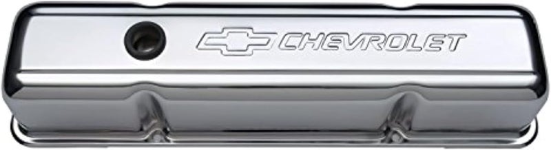 141-103 SBC Chrome Bowtie Valve Cover - Tall with Baffle