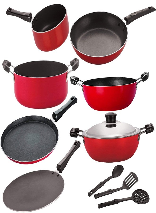 NIRLON Nylon Non Stick Kitchen Accessories For Cooking Combo Set With Spoons -9 Pcs [26_Ct_Kd13_Spb_Ft10_Cass20_Tp24_3Spn], Red - Image 5