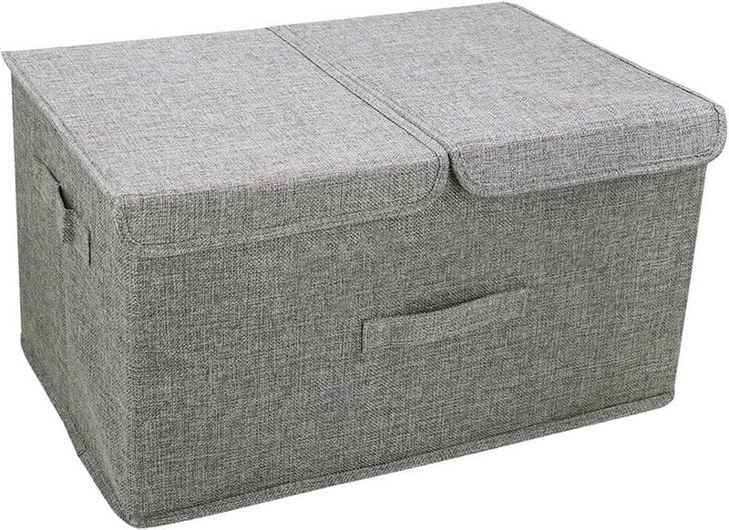 Storage Box with Lids Fabric Collapsible Toy box Large Foldable Storage Boxes for Clothes Wardrobe, Closet, Shelf Grey