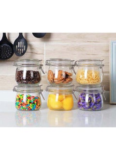 Mash 6 Pieces Clip Jar Big 25oz Glass Food Storage Jars with Airtight Clamp Lids, Air Tight 750ml Clear Preserving Seal Wide Mouth Containers with Wire Clips Fastening Large Kitchen Canisters  - Image 3