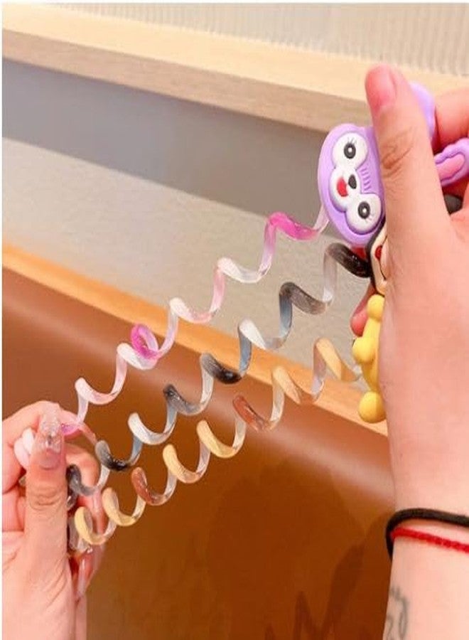 Hivata Spiral Rope Telephone Wire Korean Hair Rubber Bands (Pack of 6) Elastic for Girls Kids Braided Spiral Hair Ties Cute Cartoon Ponytail Maker Phone Cord Hair Accessories for Girls - Image 2
