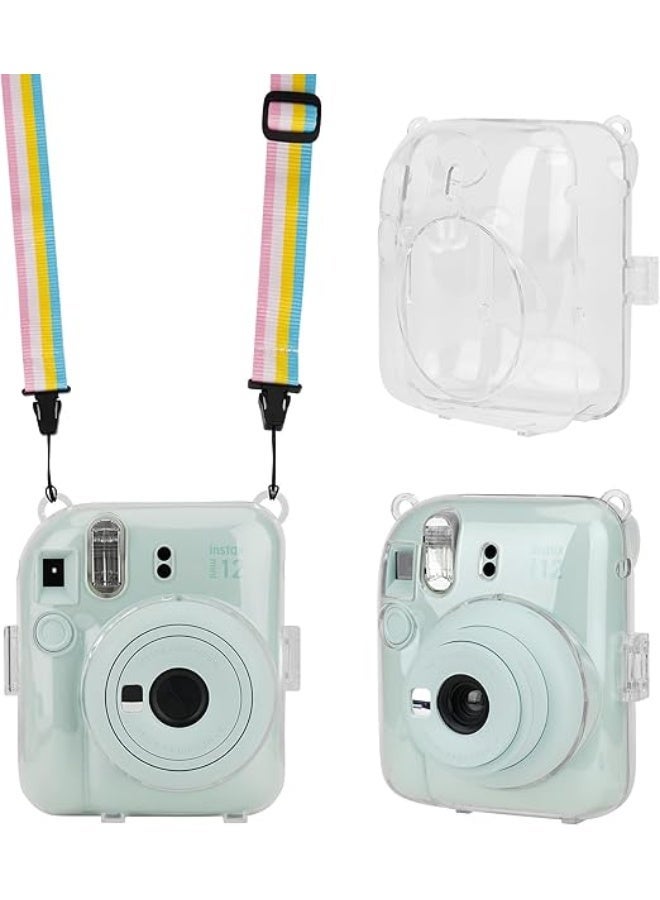 Instax Instant Camera Case Compatible with Instax Mini 12 Instant Film Camera with Accessory Pocket and Removable Strap - Transparent A - Image 4