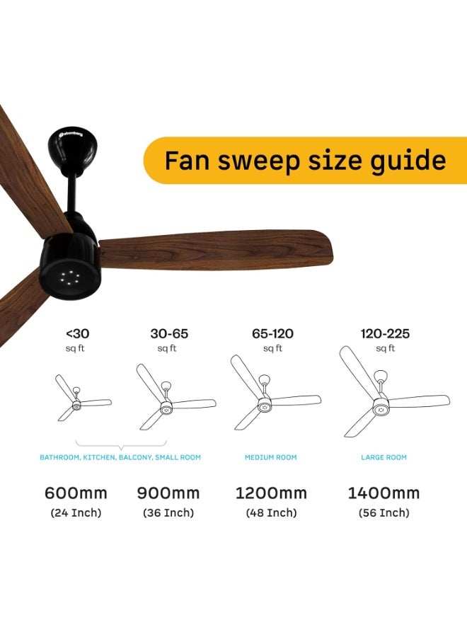 atomberg Renesa Enzel 1200mm BLDC Ceiling Fan with Remote Control | BEE 5 star Rated Energy Efficient Fan | High Air Delivery with LED Indicators| 3 Year Warranty (Dark Walnut) - Image 2