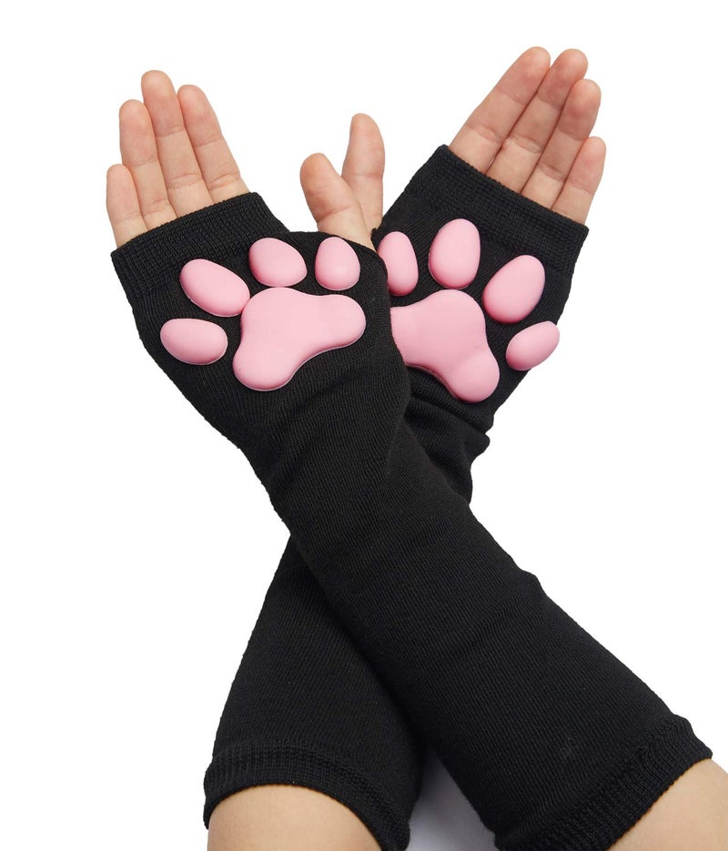SUPTEC Cat Paw Thigh High Socks Golves, Cute Soft 3D Toe Beans Socks Mittens Kitten Claw Pad Stockings for Girls Women Cat Cosplay Party Costume - Image 2