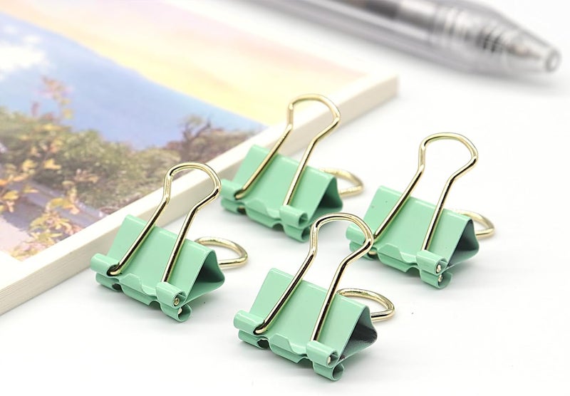 YCVIORING Green Binder Clips, Mini Paper Clip, Small Paper Clamps 15mm (5/8 inch), 100 Pack Micro Size Office Clips for Home School and Business (Green) - Image 5