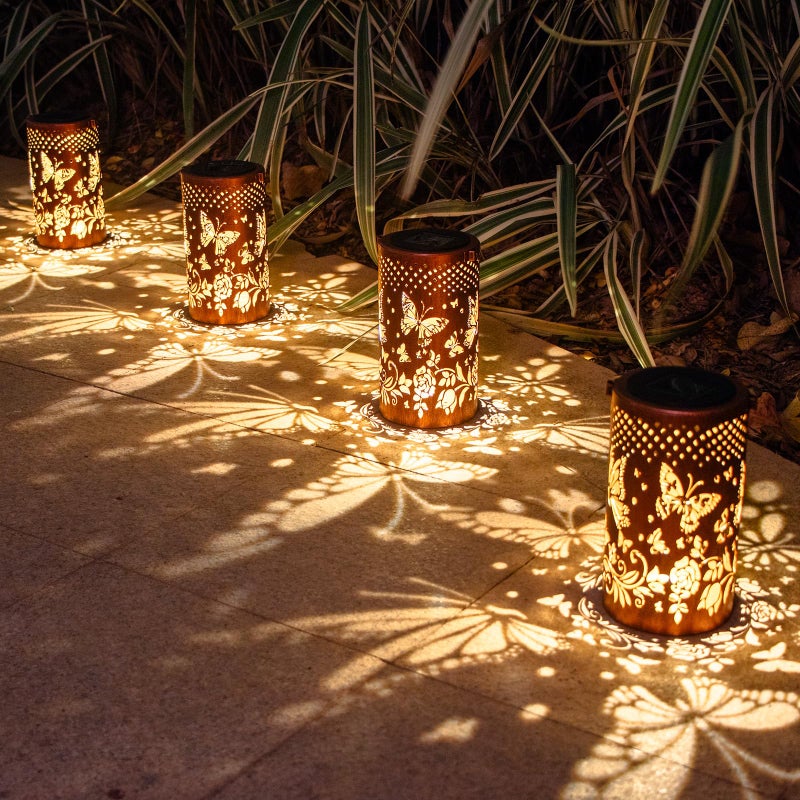 DIBIEECN Butterfly Solar Lanterns Outdoor Hanging, Hollowed-Out Metal Waterproof LED Garden Decor Light for Patio Yard Pathway Lawn Front Porch, Christmas Thanksgiving Birthday Gifts for Women Mom Grandma - Image 2