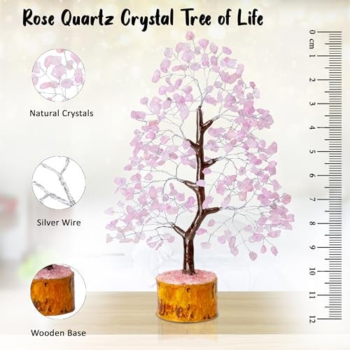 ZAICUS Rose Quartz Crystal Gemstone Tree for Love & Harmony – Home Décor Showpiece for Living Room - Birthday, Marriage Gift Item for Home Decoration - Image 2