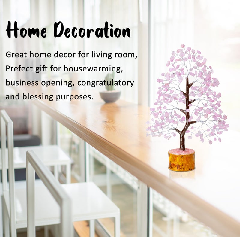ZAICUS Rose Quartz Crystal Gemstone Tree for Love & Harmony – Home Décor Showpiece for Living Room - Birthday, Marriage Gift Item for Home Decoration - Image 4