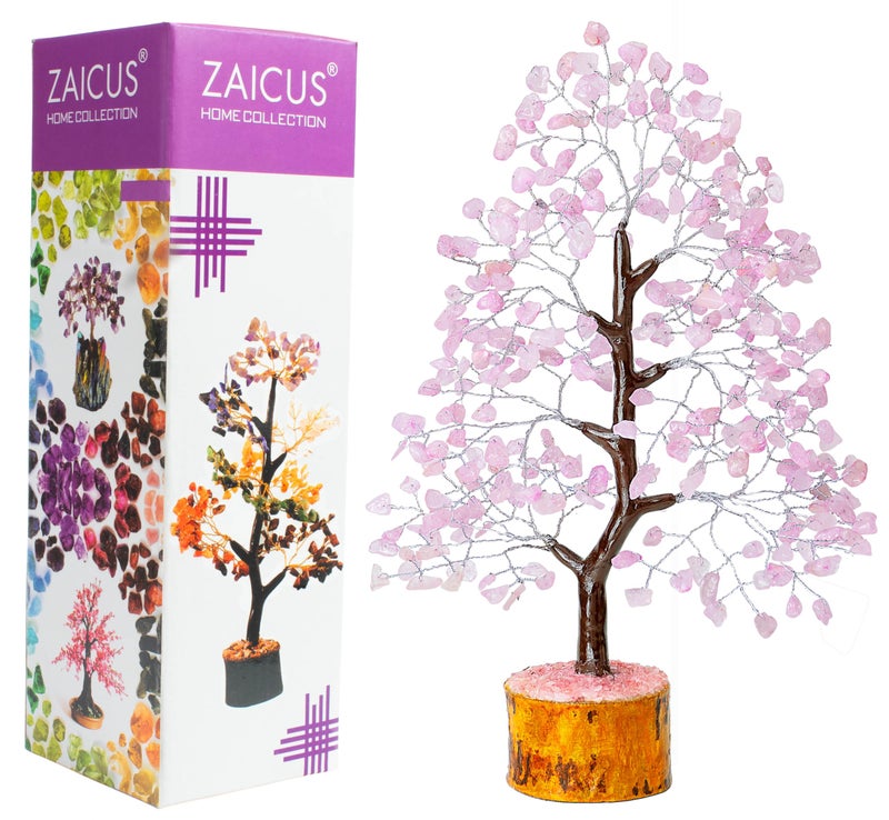 ZAICUS Rose Quartz Crystal Gemstone Tree for Love & Harmony – Home Décor Showpiece for Living Room - Birthday, Marriage Gift Item for Home Decoration - Image 1