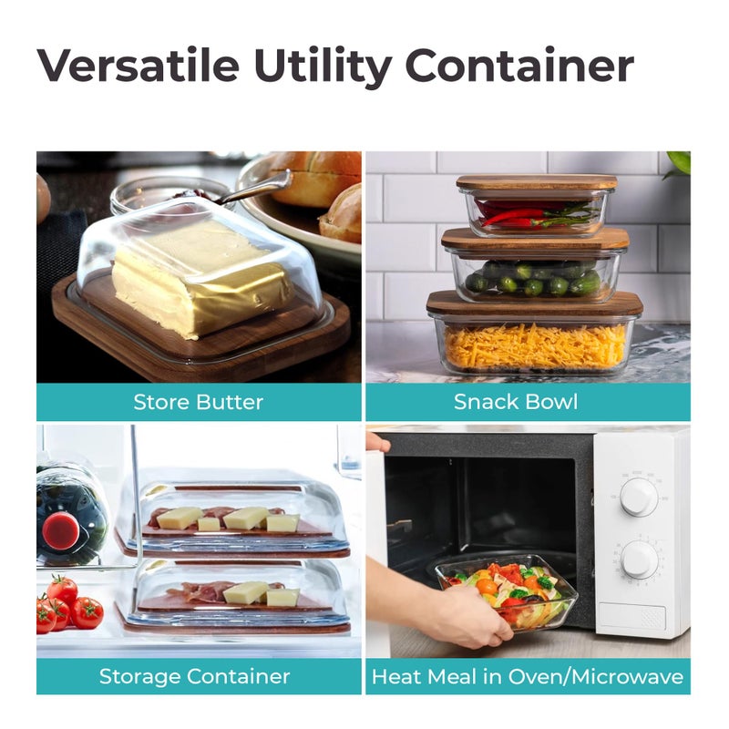 The Better Home Butter Dish with Bamboo Lid Stick Butter Holder|Borosilicate Glass Container for Storage Butter| GlassButter Tray Container |Dark Brown Butter DishTray - Image 5