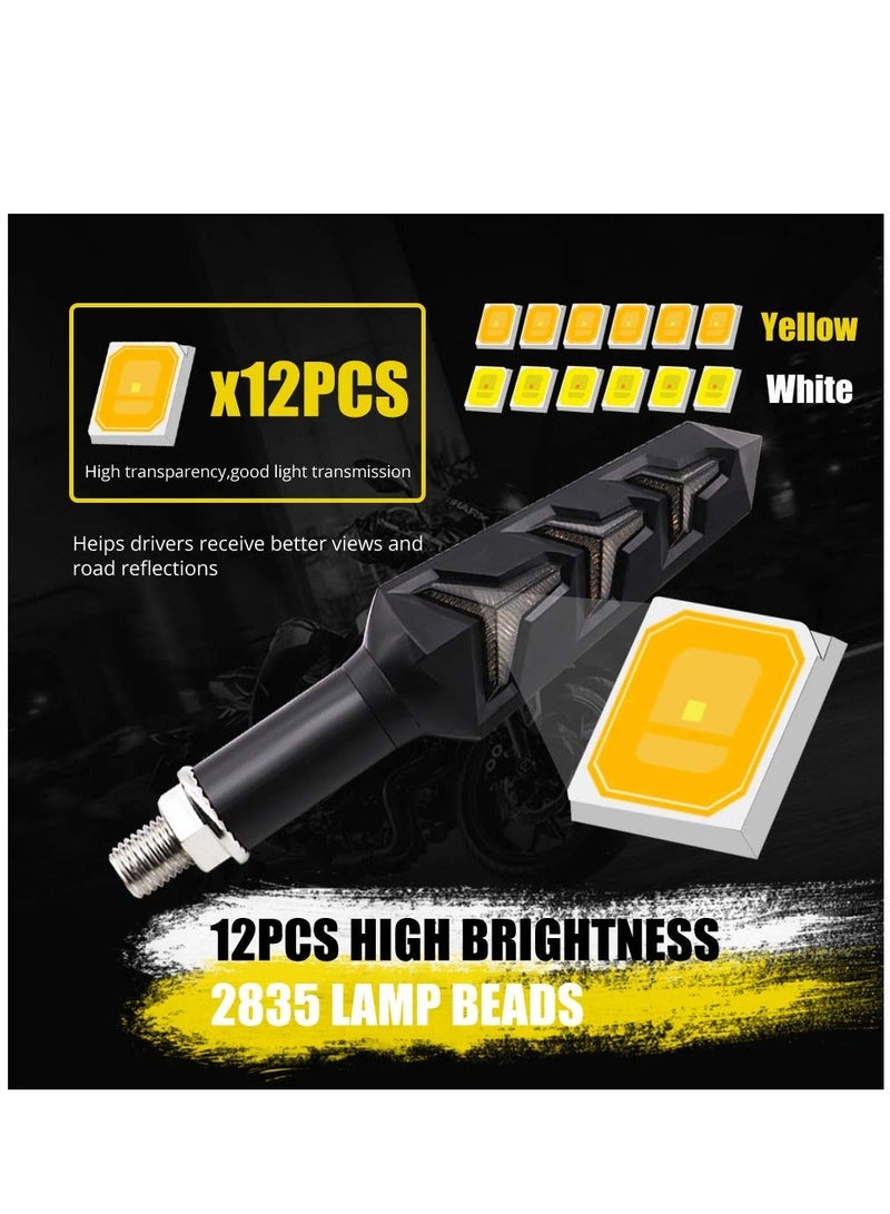 MUNTAQI 2 pcs Motorcycle Turn Signal Lights Y-shape Indicator Rear LED Motorbike Lights Amber Flowing u0026 White DRL Running Lights for Yamaha Suzuki Kawasaki Scooter, Waterproof 12V - Image 3