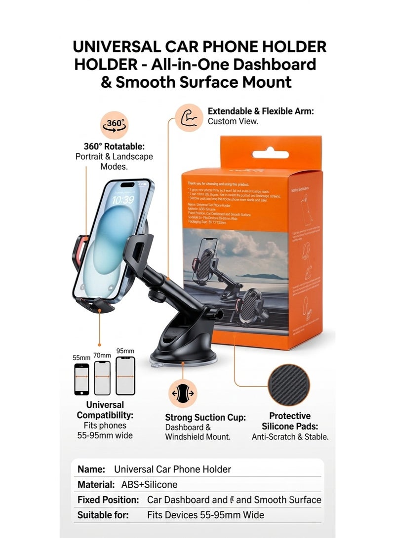 Shopping Point Car Phone Holder, Mobile Holder For Car Long Arm Phone Holder Car for Dashboard Windshield Air Vent【Heat-Resistant Strong Suction Cup】Car Mobile Holder Compatible with All Smartphones - Image 5