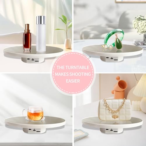 JAYEGT Motorized Rotating Display Stand 10inch 11Lbs Load Mirror Cover 360 Degree Electric Rotating Turntable Cup Display Turner StandPhotography Products Jewelry Tumbler White - Image 3