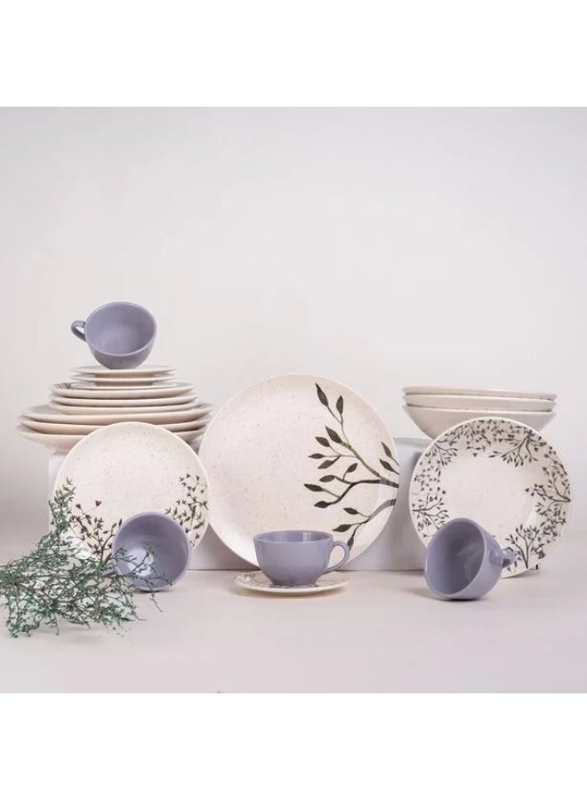 متجر نايس طقم عشاء ريو 20 قطعة باللون البنفسجي الفاتح – طقم أواني طعام كامل من الخزف الحجري – يشمل أطباق عشاء وأطباق جانبية وأكواب وصحون شوربة وأوعية – يكفي 4 أشخاص – آمن في الميكروويف وغسالة الصحون – مثالي للاستخدام اليومي، العزائم، المناسبات، وتقديمه كهدية راقية - Image 2