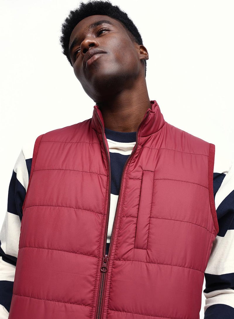 Dennis Lingo Men's Maroon 100% Polyester Gilet Regular Fit Jacket - Image 5