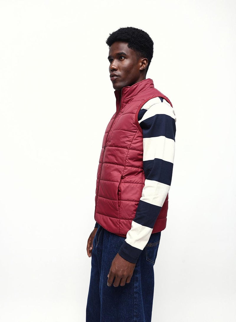 Dennis Lingo Men's Maroon 100% Polyester Gilet Regular Fit Jacket - Image 3