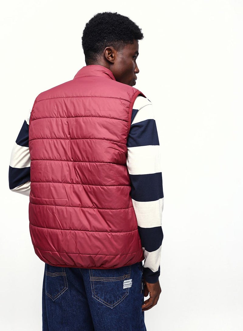 Dennis Lingo Men's Maroon 100% Polyester Gilet Regular Fit Jacket - Image 4