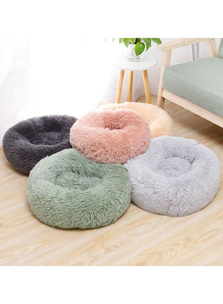 Large Size Cat Beds Soft Plush with Machine Washable, Waterproof Bottom   Fluffy Calming Cushion Bed 60cm (Pink) - Image 4