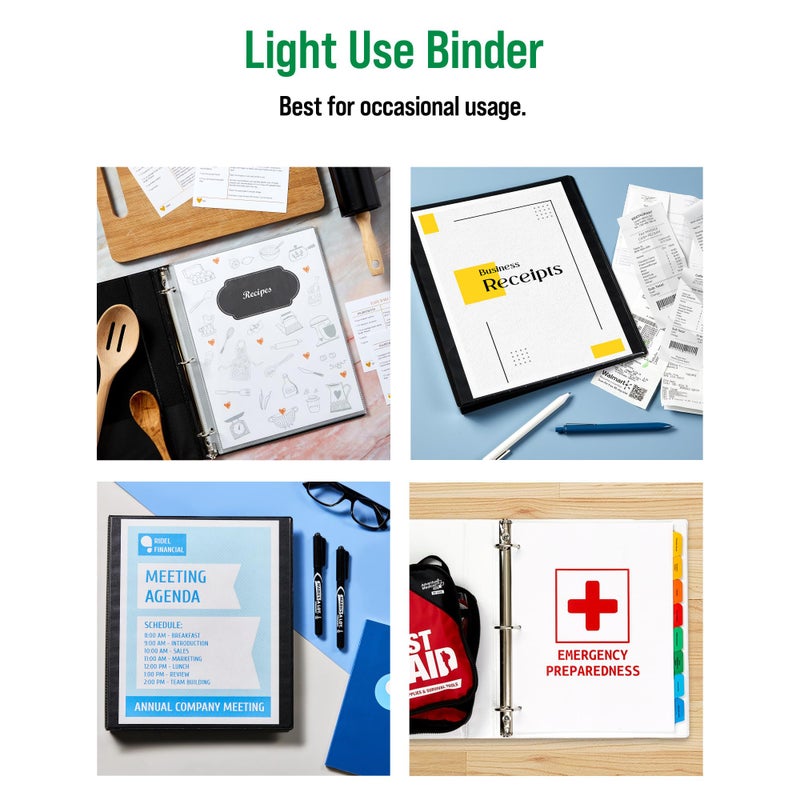Office Essentials Economy View 3 Ring Binders, 1" Round Rings, 1.4" Spine, 175-Sheet Capacity, White Binders (12-Pack of 03424) - Image 5