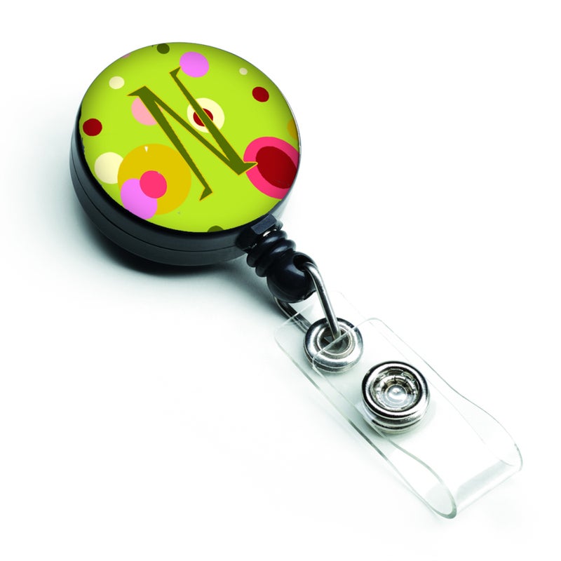 ""Caroline's Treasures Letter N Monogram  Lime Green Retractable Badge Reel  Multicolor (CJ1010-NBR)""