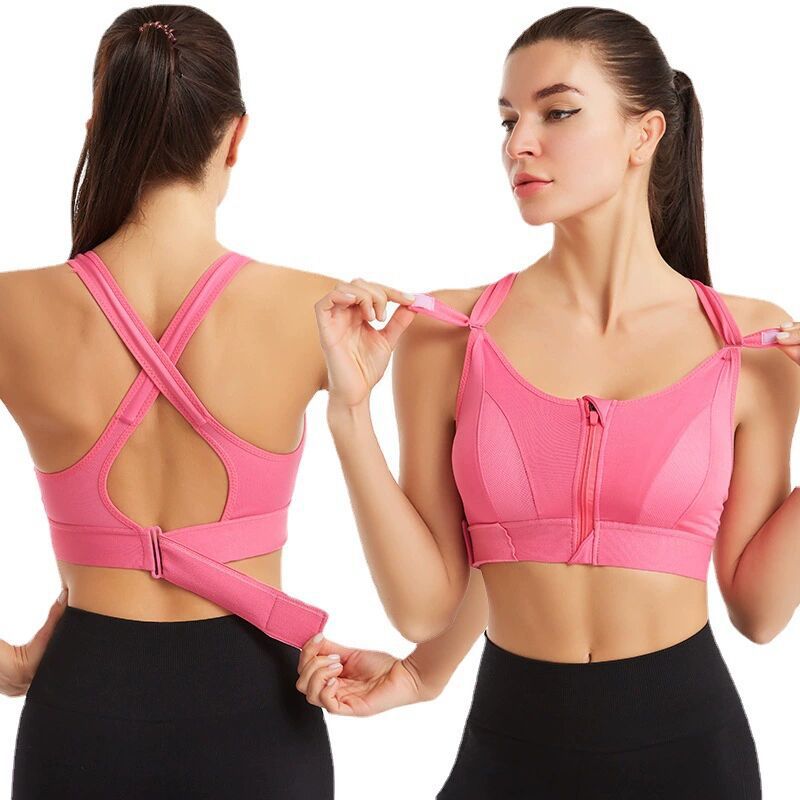 Adjustable Front Zipper Sports Bra Women'S Running Fitness Shockproof Anti-Shake Vest Yoga Cross Back Underwear - Image 1