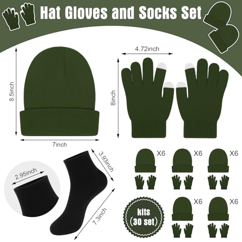 Chicingyou 120 Pcs Homeless Care Package Supplies Bulk Winter Emergency Thermal Blankets Warmer Beanie Socks Touchscreen Gloves for Men Women Cold Weather Outdoor Survival Kits (Green,Black) - Image 2