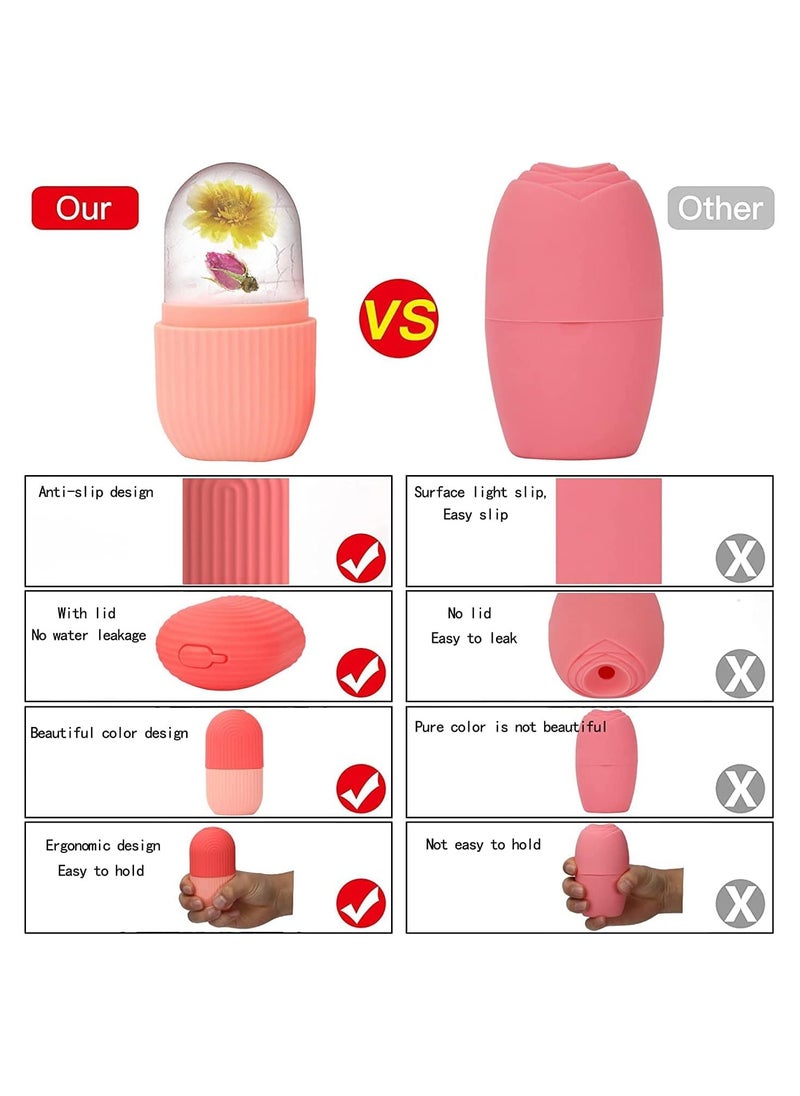 NNEWVANTE - Ice Roller For Face,Beauty Facial Massage Ice Roller,Glow Cube Ice Roller for Face,Skin Care Tools for Eye Wrinkles, Acne Puffiness Relief (Pink)… - Image 1