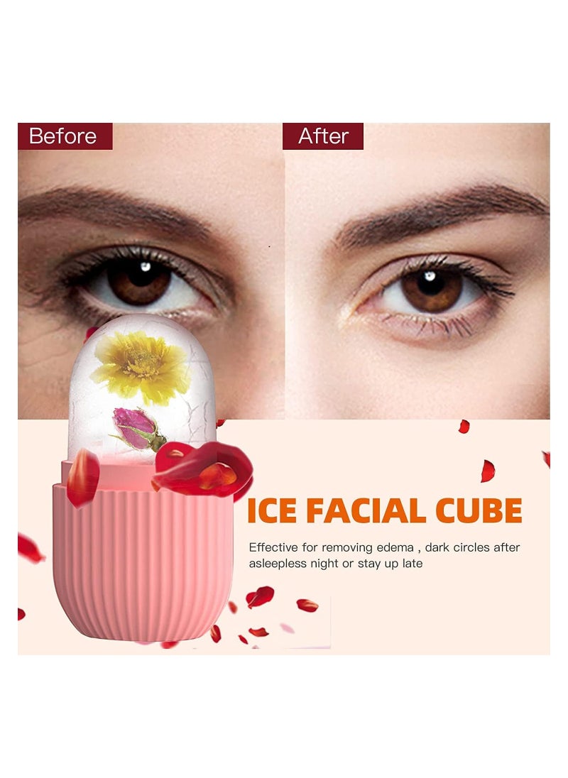 NNEWVANTE - Ice Roller For Face,Beauty Facial Massage Ice Roller,Glow Cube Ice Roller for Face,Skin Care Tools for Eye Wrinkles, Acne Puffiness Relief (Pink)… - Image 1