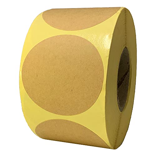 TownStix 2“ Kraft Brown Round Labels Stickers Roll, 500 Pack - Image 1