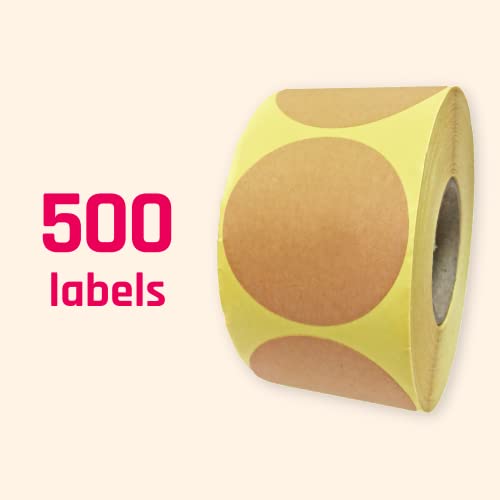 TownStix 2“ Kraft Brown Round Labels Stickers Roll, 500 Pack - Image 3