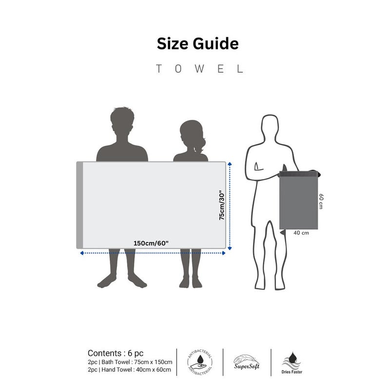 LABHAM - Insignia 450GSM High Absorbant, Super Soft, Anti Microbial, Bath Towel (75cm x 150cm) & Hand Towel (40cm x 60cm), Pack of 6 - Walnut - Image 5