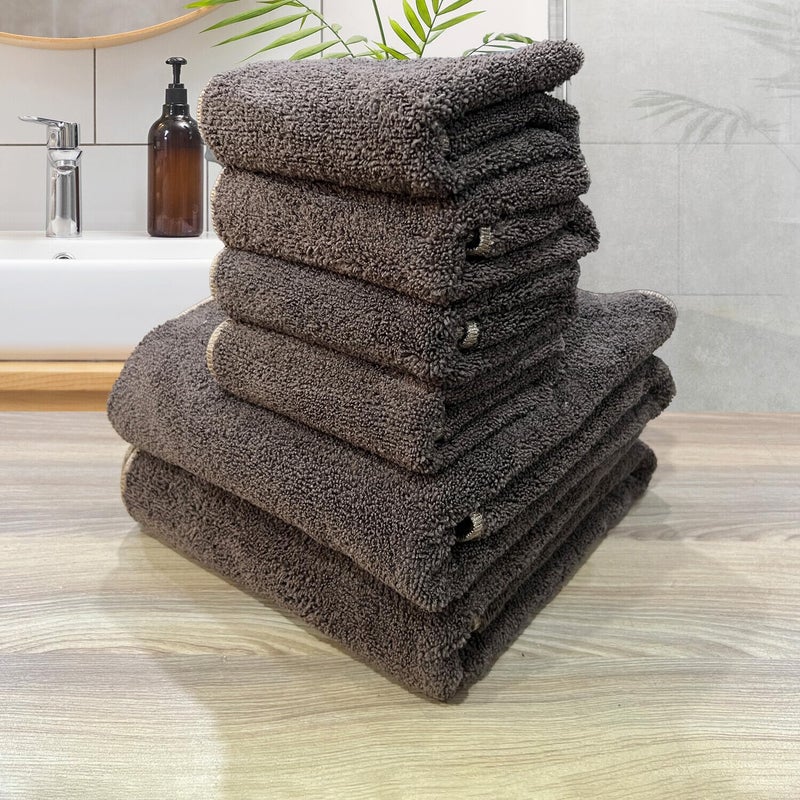 LABHAM - Insignia 450GSM High Absorbant, Super Soft, Anti Microbial, Bath Towel (75cm x 150cm) & Hand Towel (40cm x 60cm), Pack of 6 - Walnut - Image 3