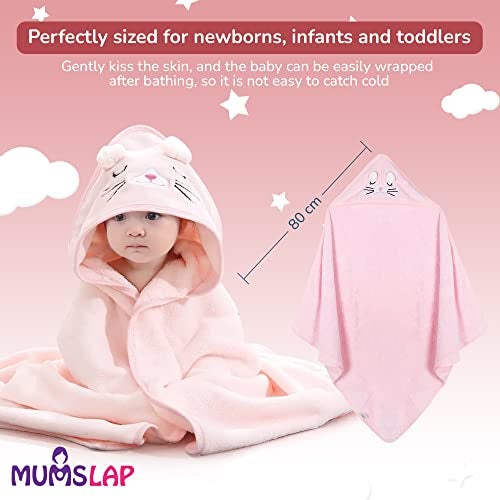 MumsLap Hooded Baby Towel-Premium Soft Baby Bath Towel for Bathtub for Newborn,Infant-Ultra Absorbent,Natural Baby Stuff Towel for Boys and Girls(Elephant,Bear)(Kitty)|Polyester Blend,300 TC - Image 3