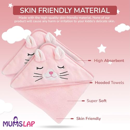 MumsLap Hooded Baby Towel-Premium Soft Baby Bath Towel for Bathtub for Newborn,Infant-Ultra Absorbent,Natural Baby Stuff Towel for Boys and Girls(Elephant,Bear)(Kitty)|Polyester Blend,300 TC - Image 4