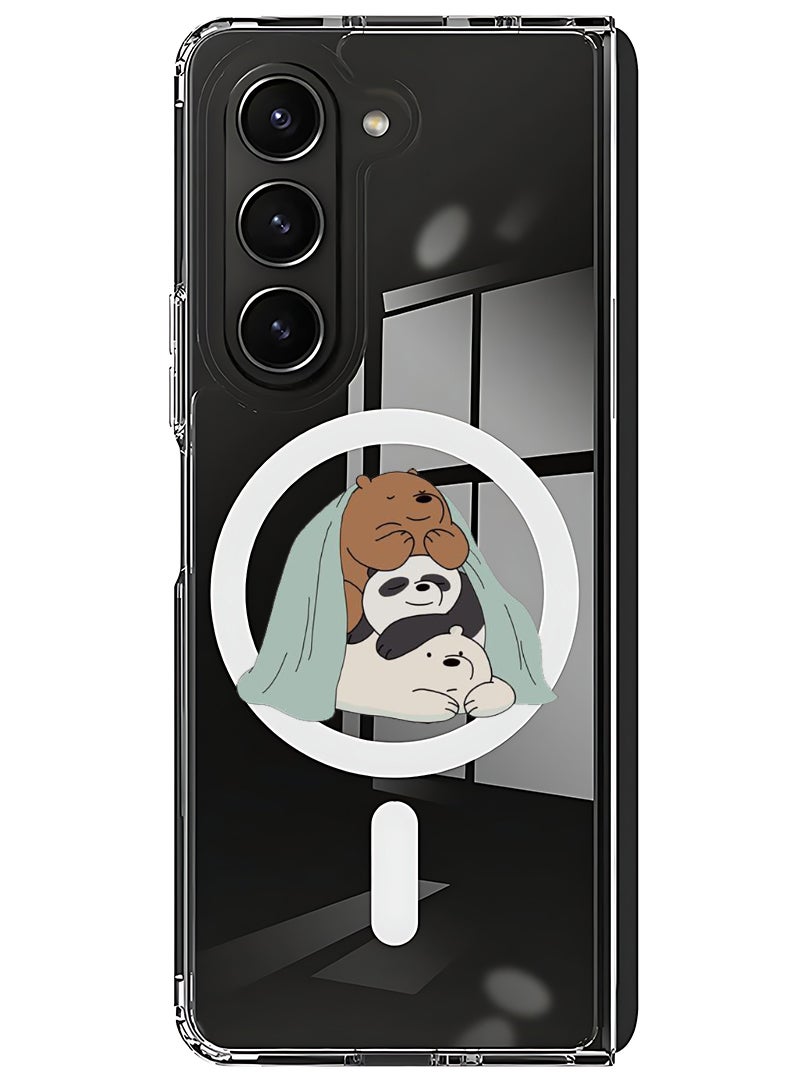 Theodor Magnetic Case for Samsung Galaxy Z Fold 5 Compatible with MagSafe Wireless Charging, Shockproof Phone Bumper Cover 3 Panda sitting - Image 1
