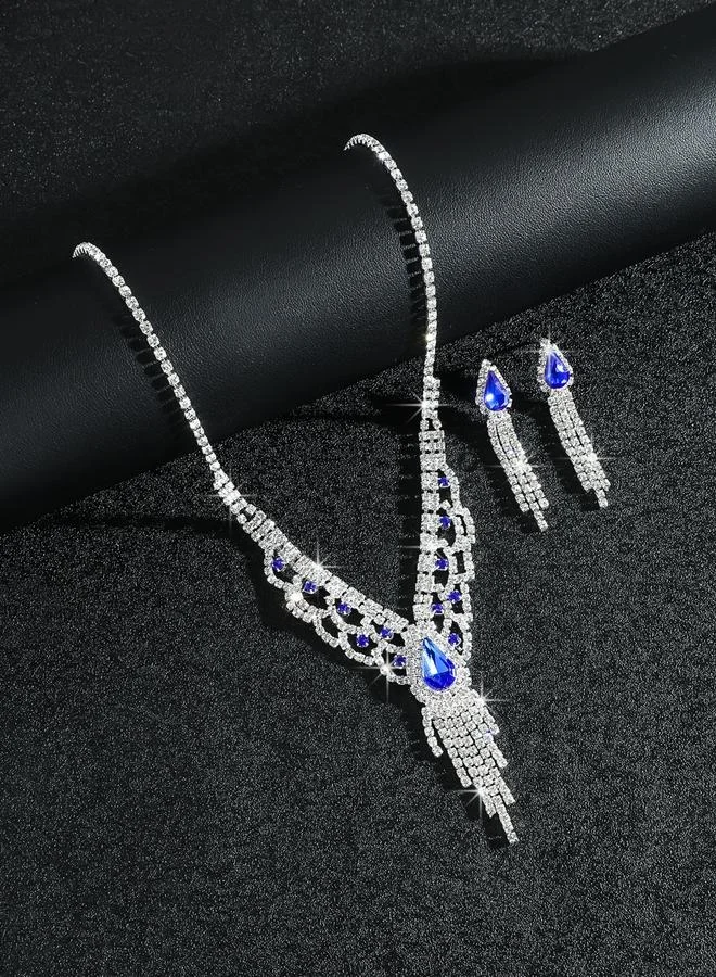 Take Two Rhinestone Embellished Necklace with Earrings Set