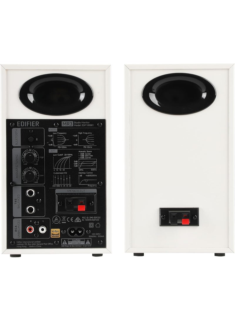 اديفير مكبرات صوت استوديو Edifier MR3، مكبرات صوت عالية الدقة معتمدة بتقنية Bluetooth V5.4، مكبرات صوت كمبيوتر 2.0 مع مخرج سماعة رأس، مدخل RCA AUX متوازن TRS - أبيض (زوج) - Image 3
