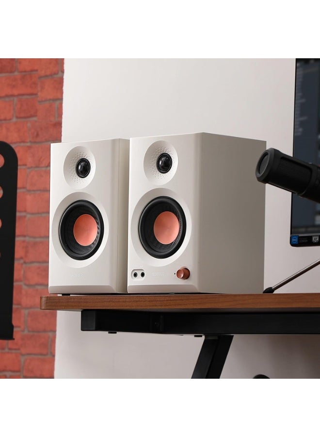 اديفير مكبرات صوت استوديو Edifier MR3، مكبرات صوت عالية الدقة معتمدة بتقنية Bluetooth V5.4، مكبرات صوت كمبيوتر 2.0 مع مخرج سماعة رأس، مدخل RCA AUX متوازن TRS - أبيض (زوج) - Image 4