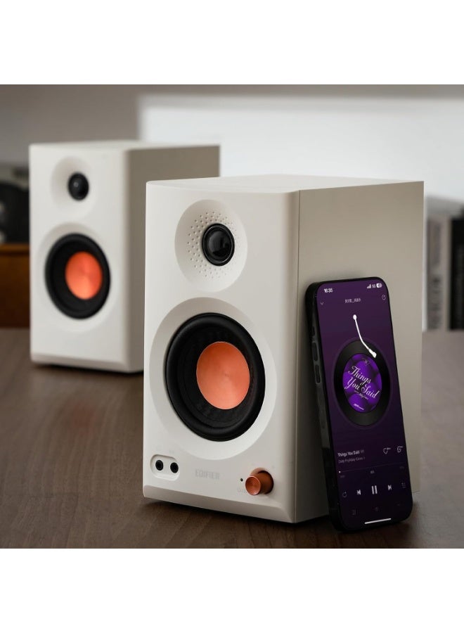 اديفير مكبرات صوت استوديو Edifier MR3، مكبرات صوت عالية الدقة معتمدة بتقنية Bluetooth V5.4، مكبرات صوت كمبيوتر 2.0 مع مخرج سماعة رأس، مدخل RCA AUX متوازن TRS - أبيض (زوج) - Image 5